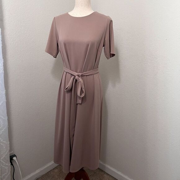 ASOS Dresses & Skirts - ASOS Womens Tie Belt Dress MIDI T-Shirt Pink Size 6 Short Sleeve Minimalist